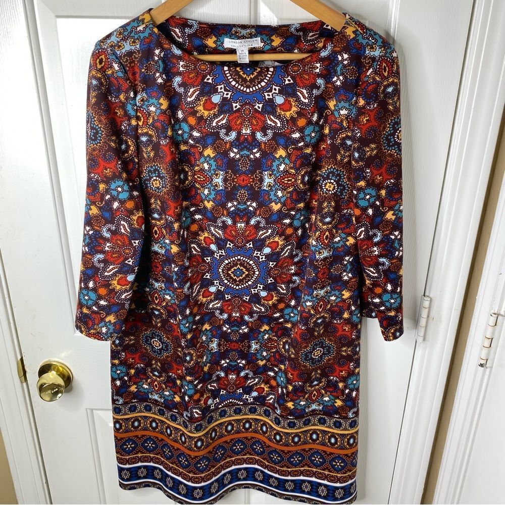London Style Women size 14 Multicolor Dress Sheath Colorful Dress EUC